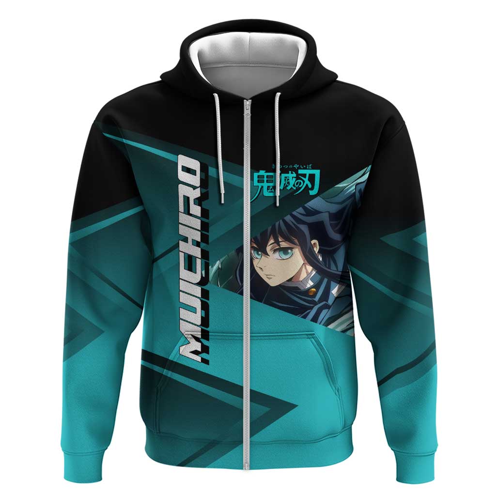Muichiro Tokito Mist Hashira Zip Hoodie Sporty Anime Mashup Style