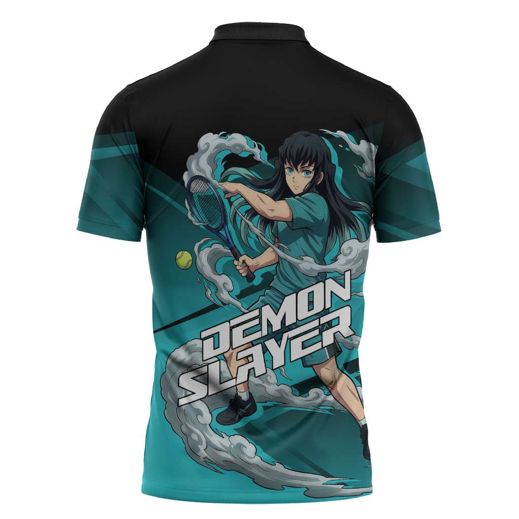 Muichiro Tokito Mist Hashira Zipper Polo Shirt Sporty Anime Mashup Style