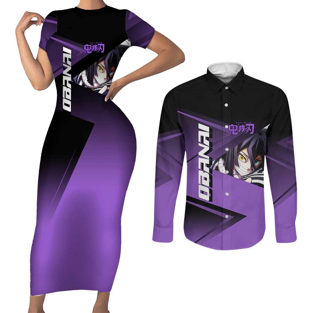 Obanai Iguro Serpent Strike Couples Matching Short Sleeve Bodycon Dress and Long Sleeve Button Shirt Sporty Anime Mashup Style