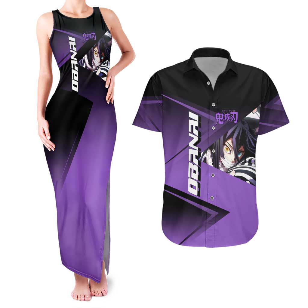 Obanai Iguro Serpent Strike Couples Matching Tank Maxi Dress and Hawaiian Shirt Sporty Anime Mashup Style