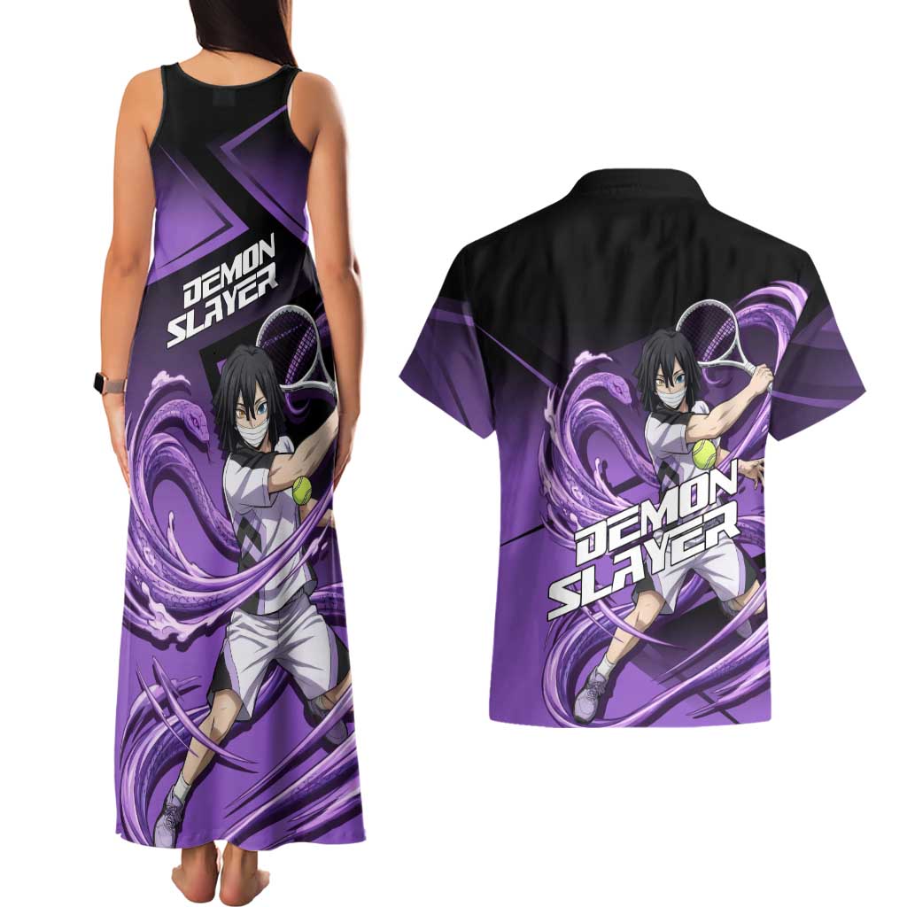 Obanai Iguro Serpent Strike Couples Matching Tank Maxi Dress and Hawaiian Shirt Sporty Anime Mashup Style