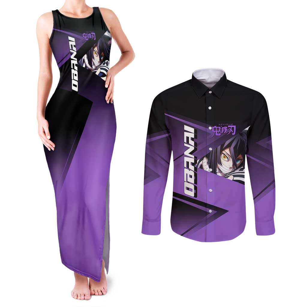 Obanai Iguro Serpent Strike Couples Matching Tank Maxi Dress and Long Sleeve Button Shirt Sporty Anime Mashup Style