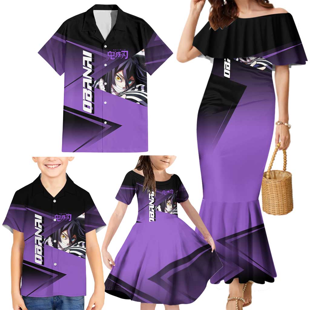 Obanai Iguro Serpent Strike Family Matching Mermaid Dress and Hawaiian Shirt Sporty Anime Mashup Style