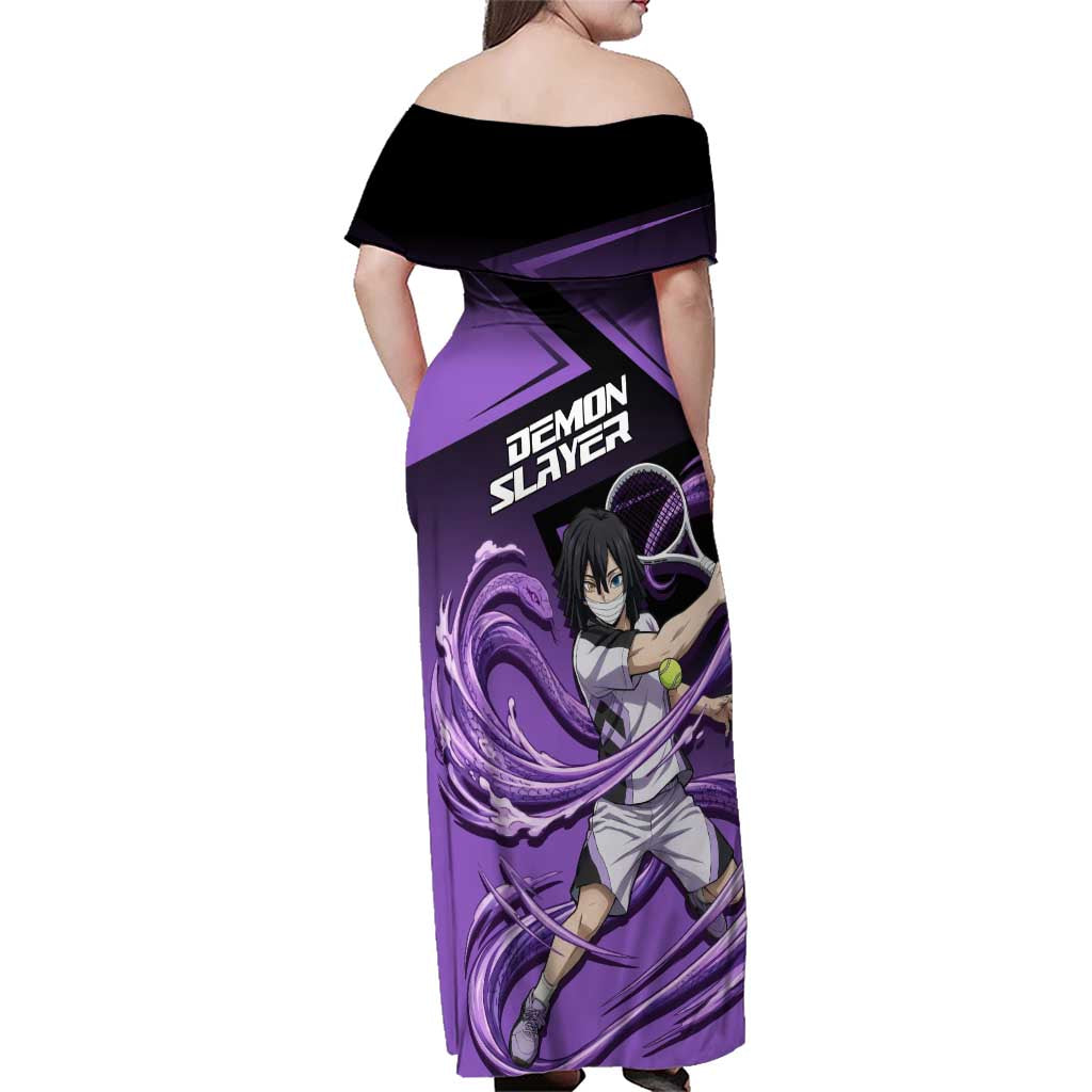 Obanai Iguro Serpent Strike Family Matching Off Shoulder Maxi Dress and Hawaiian Shirt Sporty Anime Mashup Style