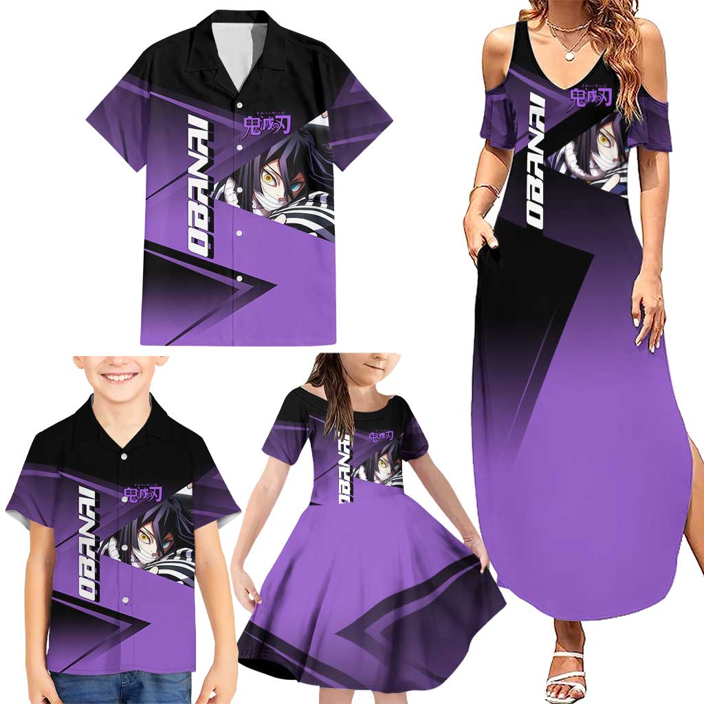 Obanai Iguro Serpent Strike Family Matching Summer Maxi Dress and Hawaiian Shirt Sporty Anime Mashup Style