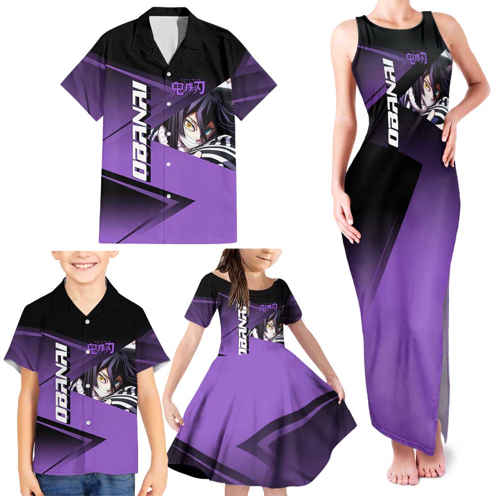 Obanai Iguro Serpent Strike Family Matching Tank Maxi Dress and Hawaiian Shirt Sporty Anime Mashup Style