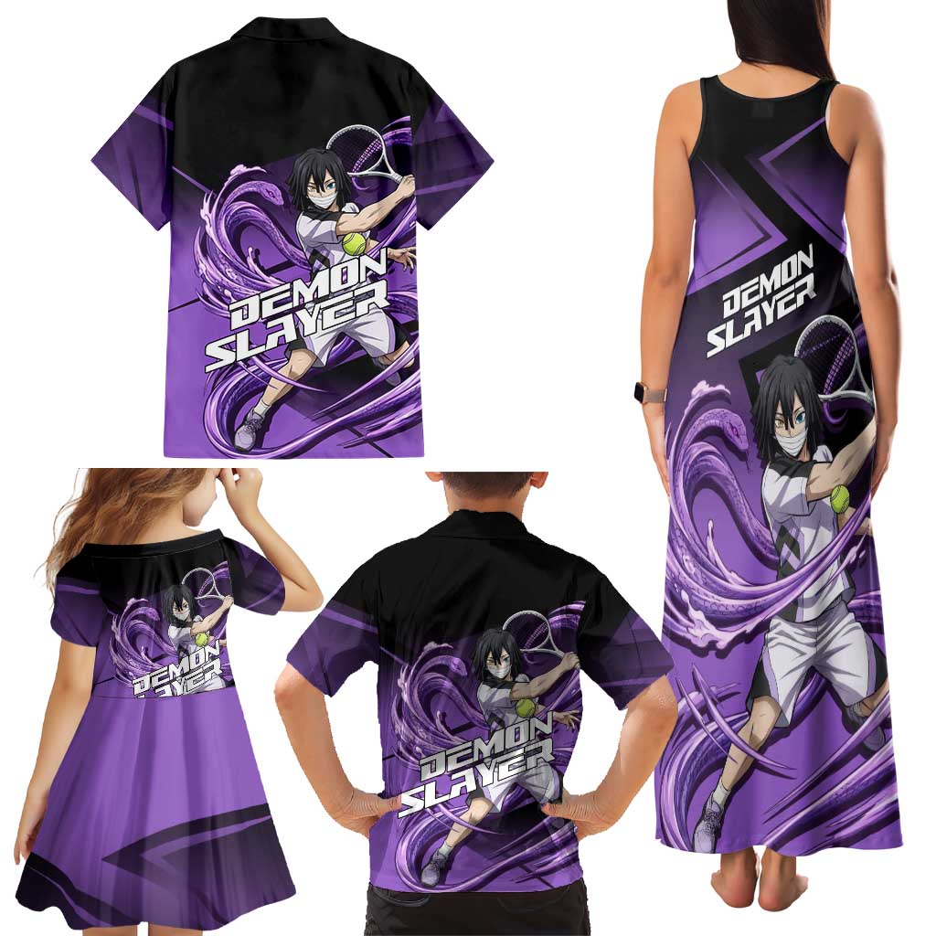Obanai Iguro Serpent Strike Family Matching Tank Maxi Dress and Hawaiian Shirt Sporty Anime Mashup Style