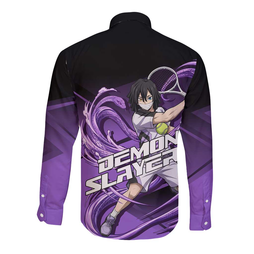 Obanai Iguro Serpent Strike Long Sleeve Button Shirt Sporty Anime Mashup Style