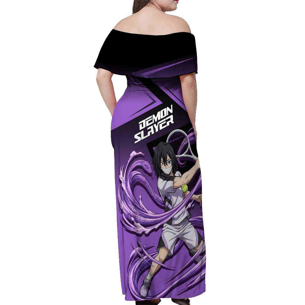Obanai Iguro Serpent Strike Off Shoulder Maxi Dress Sporty Anime Mashup Style