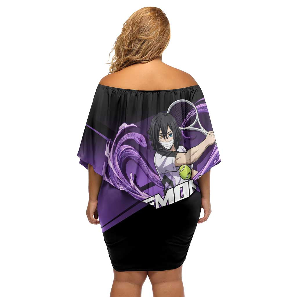 Obanai Iguro Serpent Strike Off Shoulder Short Dress Sporty Anime Mashup Style
