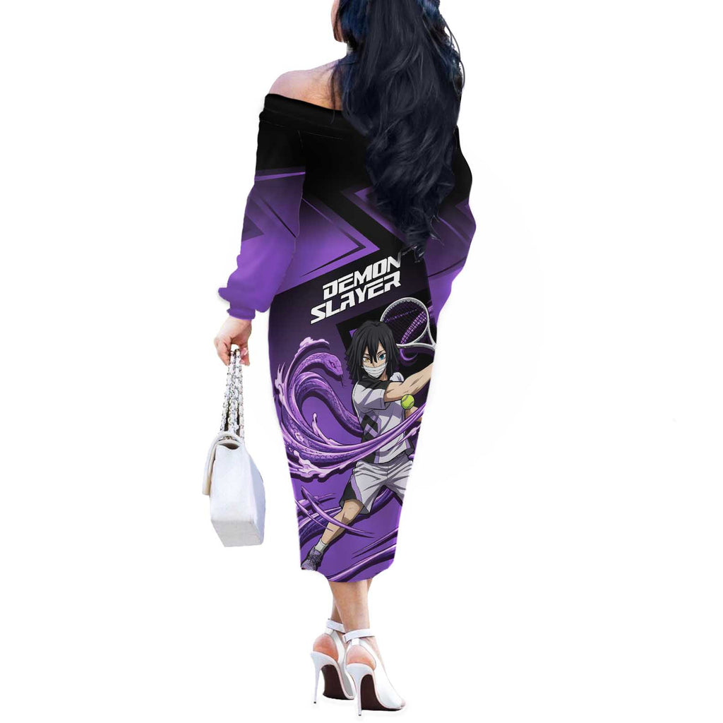 Obanai Iguro Serpent Strike Off The Shoulder Long Sleeve Dress Sporty Anime Mashup Style