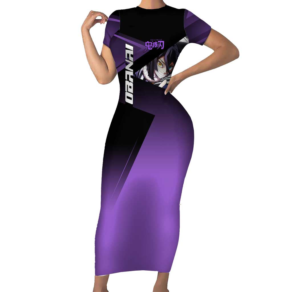 Obanai Iguro Serpent Strike Short Sleeve Bodycon Dress Sporty Anime Mashup Style