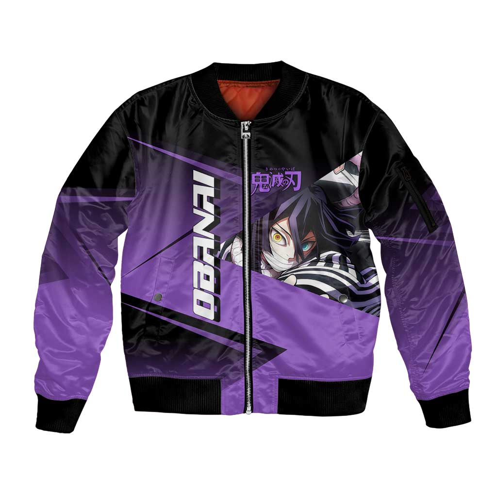 Obanai Iguro Serpent Strike Sleeve Zip Bomber Jacket Sporty Anime Mashup Style