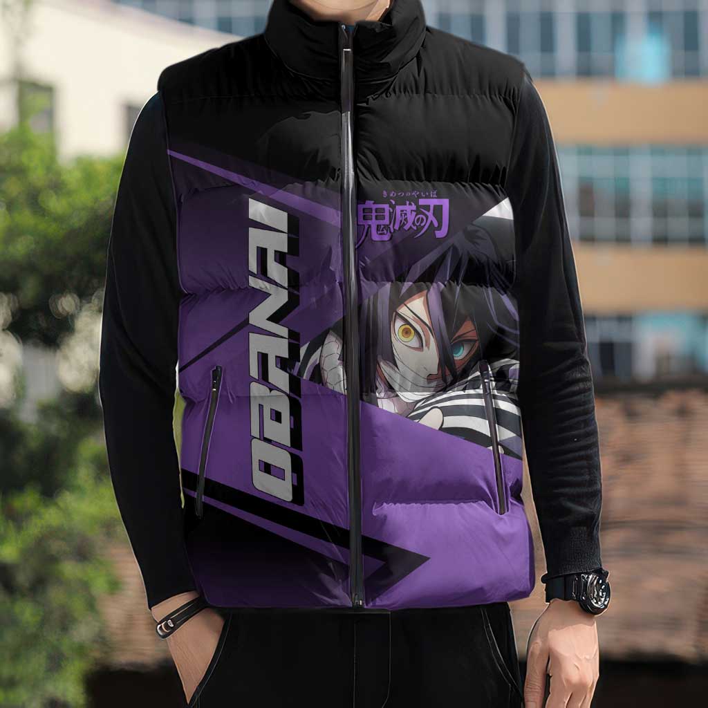 Obanai Iguro Serpent Strike Sleeveless Puffer Jacket Sporty Anime Mashup Style