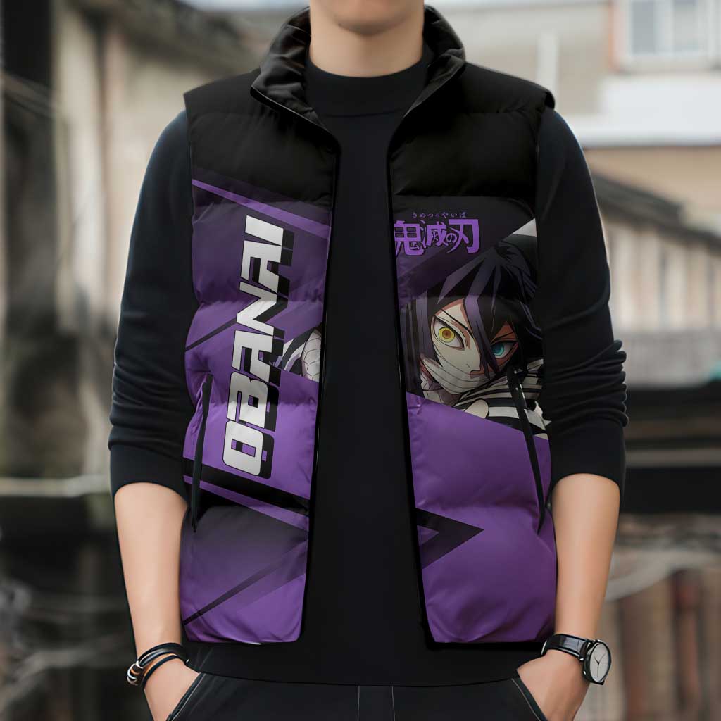 Obanai Iguro Serpent Strike Sleeveless Puffer Jacket Sporty Anime Mashup Style