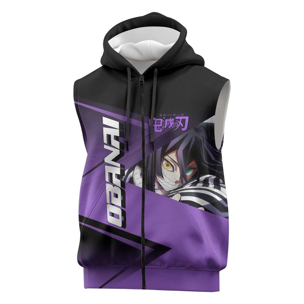 Obanai Iguro Serpent Strike Sleeveless Zip Hoodie Sporty Anime Mashup Style