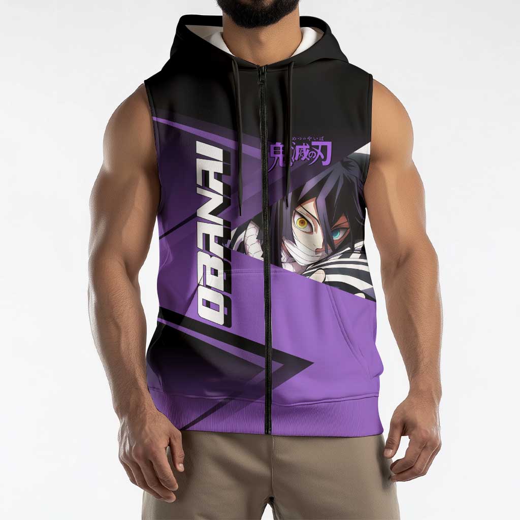Obanai Iguro Serpent Strike Sleeveless Zip Hoodie Sporty Anime Mashup Style