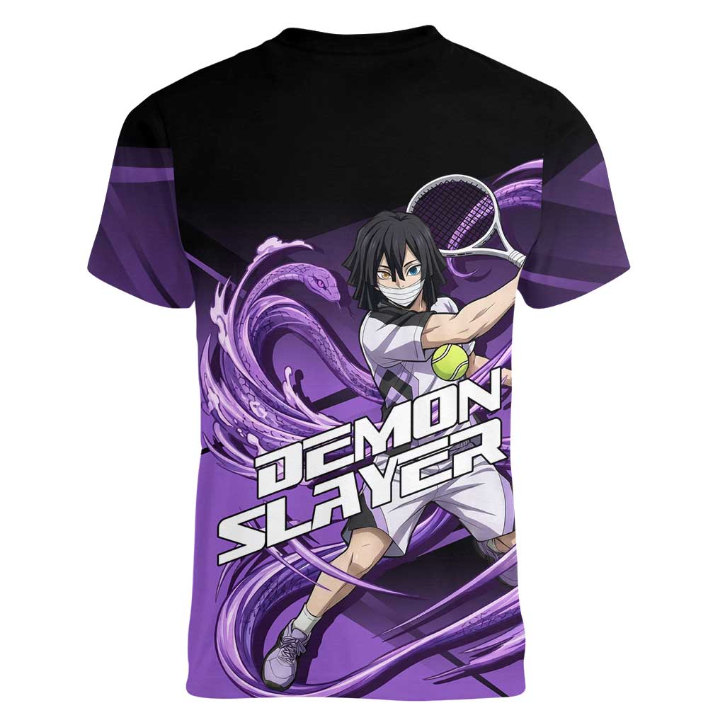Obanai Iguro Serpent Strike Women V-Neck T-Shirt Sporty Anime Mashup Style