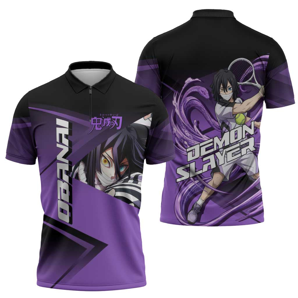Obanai Iguro Serpent Strike Zipper Polo Shirt Sporty Anime Mashup Style
