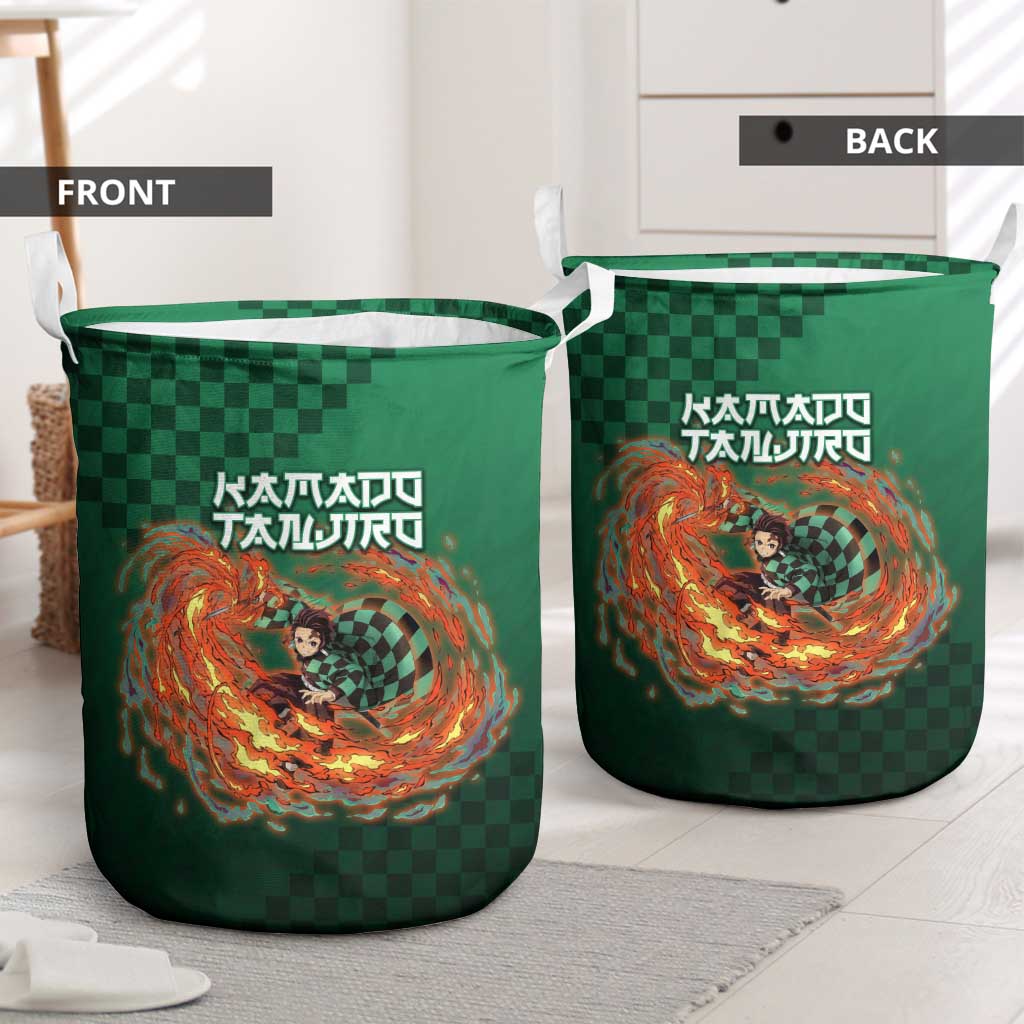 Kamado Tanjiro Demon Slayer Laundry Basket Flame Burst Anime Checkered Style