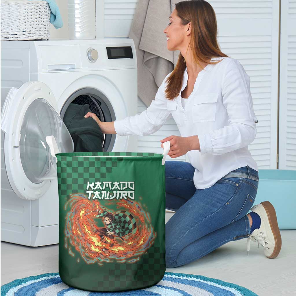 Kamado Tanjiro Demon Slayer Laundry Basket Flame Burst Anime Checkered Style