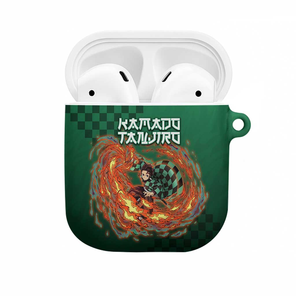 Kamado Tanjiro Demon Slayer AirPods Case Flame Burst Anime Checkered Style