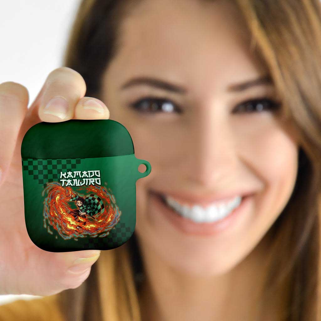 Kamado Tanjiro Demon Slayer AirPods Case Flame Burst Anime Checkered Style