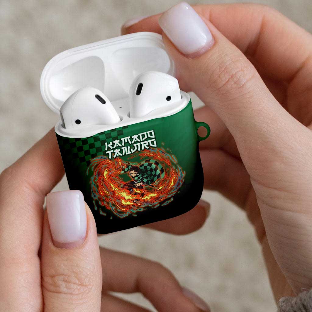 Kamado Tanjiro Demon Slayer AirPods Case Flame Burst Anime Checkered Style