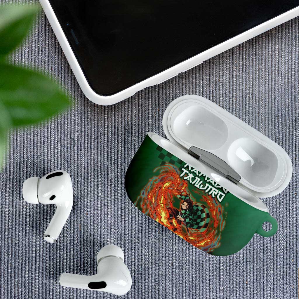 Kamado Tanjiro Demon Slayer AirPods Case Flame Burst Anime Checkered Style