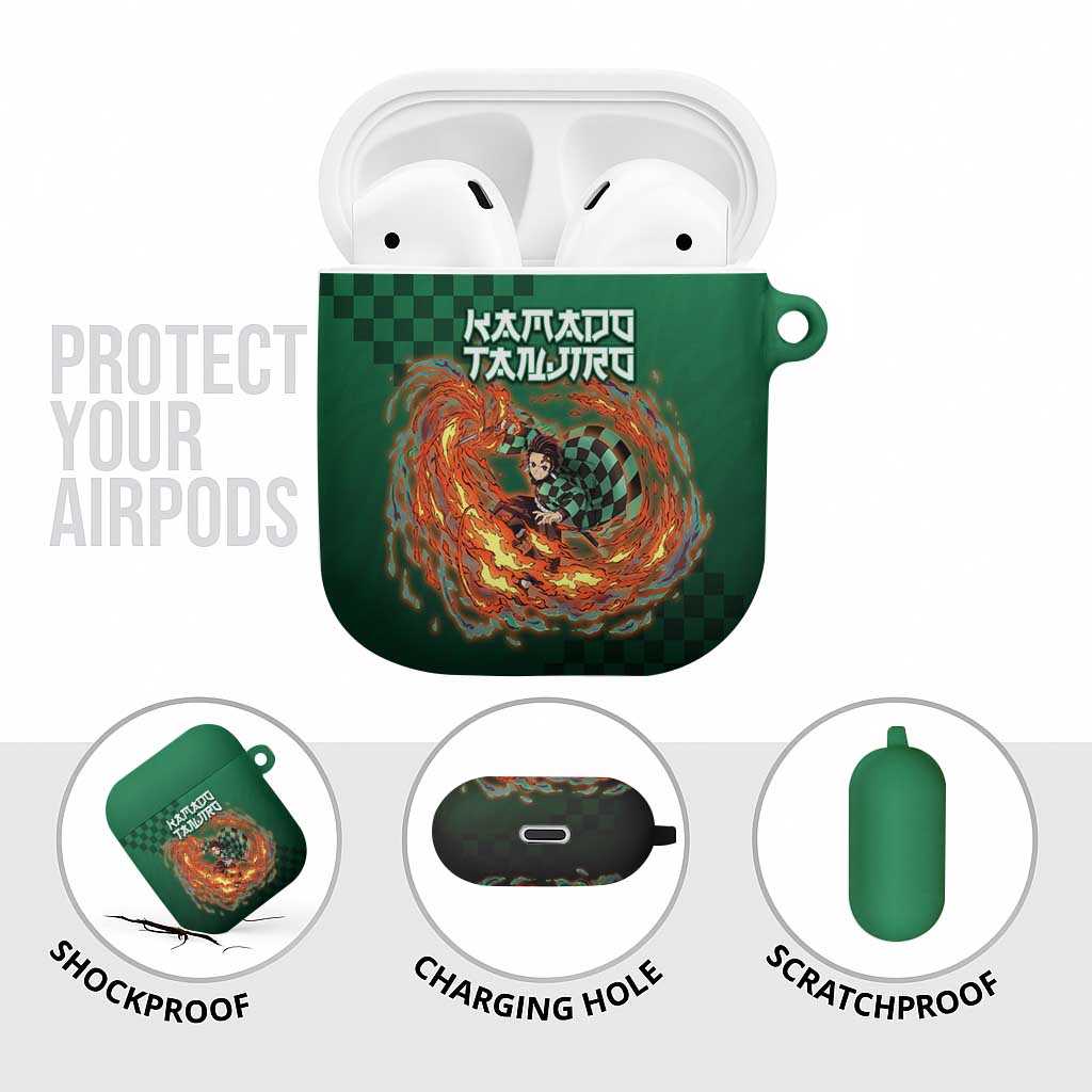 Kamado Tanjiro Demon Slayer AirPods Case Flame Burst Anime Checkered Style