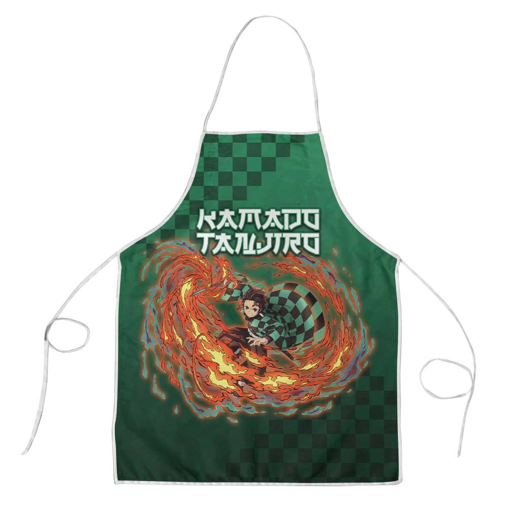 Kamado Tanjiro Demon Slayer Apron Flame Burst Anime Checkered Style