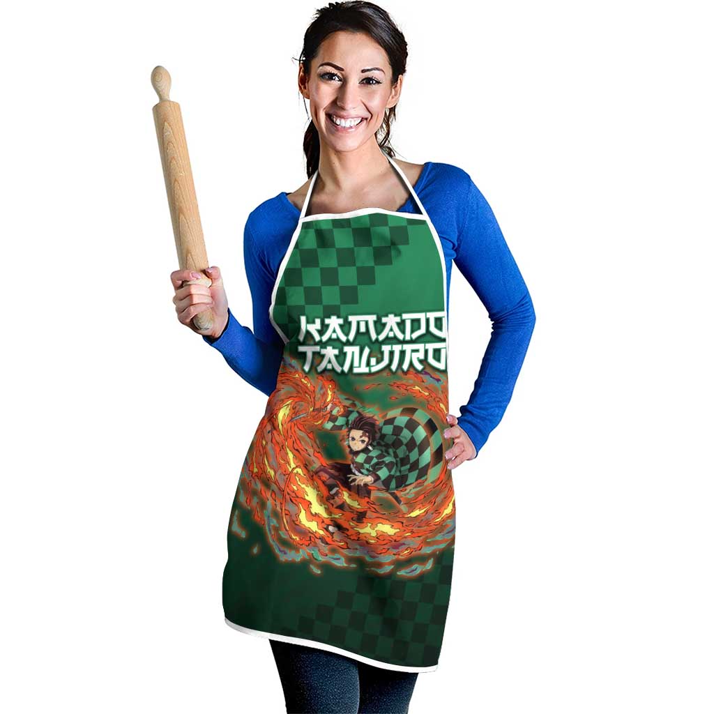 Kamado Tanjiro Demon Slayer Apron Flame Burst Anime Checkered Style