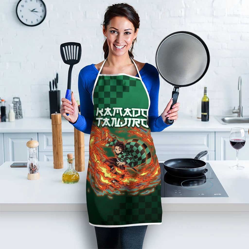 Kamado Tanjiro Demon Slayer Apron Flame Burst Anime Checkered Style