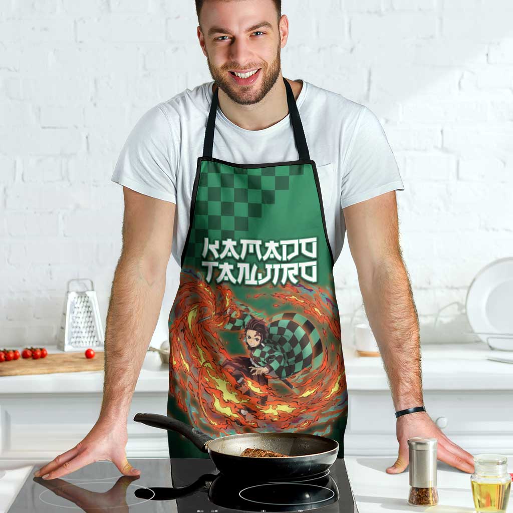 Kamado Tanjiro Demon Slayer Apron Flame Burst Anime Checkered Style