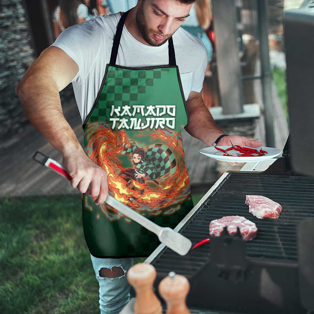 Kamado Tanjiro Demon Slayer Apron Flame Burst Anime Checkered Style