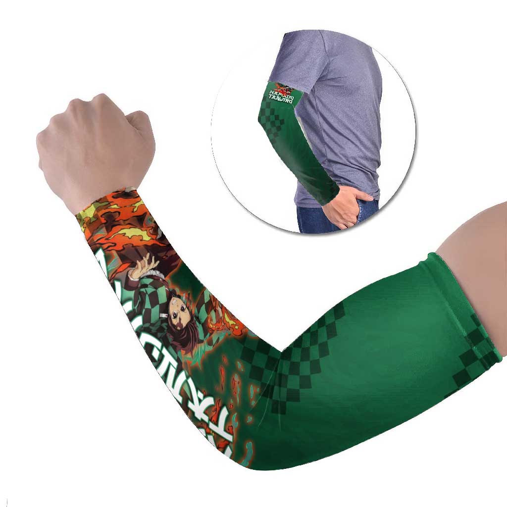 Kamado Tanjiro Demon Slayer Arm Sleeves Flame Burst Anime Checkered Style
