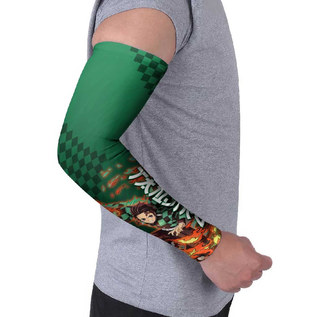 Kamado Tanjiro Demon Slayer Arm Sleeves Flame Burst Anime Checkered Style