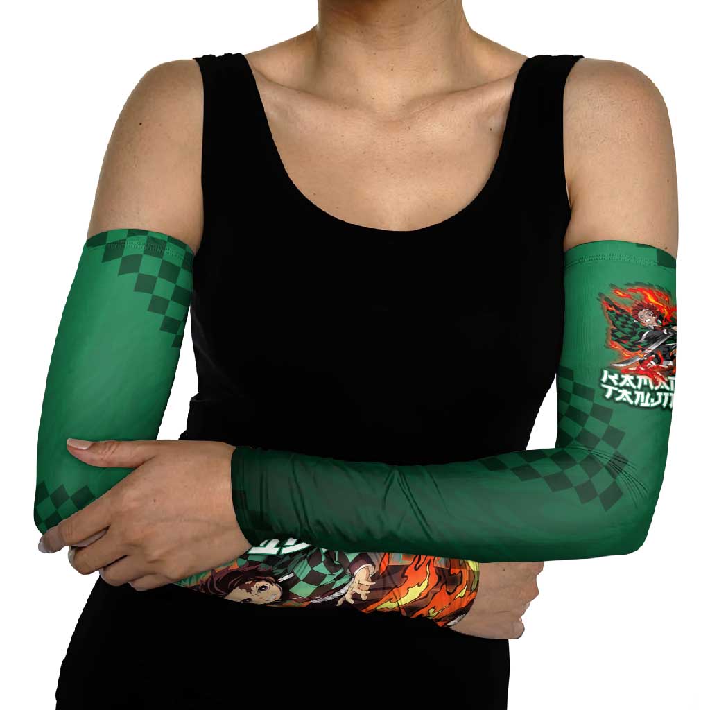 Kamado Tanjiro Demon Slayer Arm Sleeves Flame Burst Anime Checkered Style