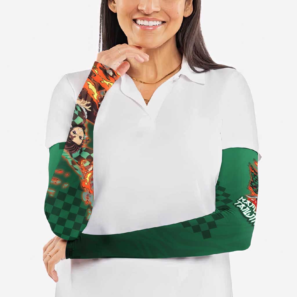 Kamado Tanjiro Demon Slayer Arm Sleeves Flame Burst Anime Checkered Style