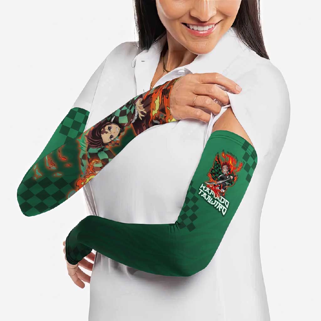 Kamado Tanjiro Demon Slayer Arm Sleeves Flame Burst Anime Checkered Style