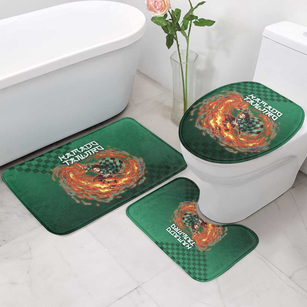 Kamado Tanjiro Demon Slayer Bathroom Set Flame Burst Anime Checkered Style