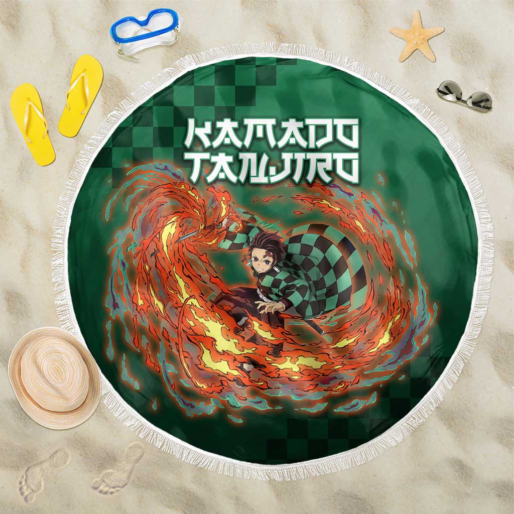 Kamado Tanjiro Demon Slayer Beach Blanket Flame Burst Anime Checkered Style