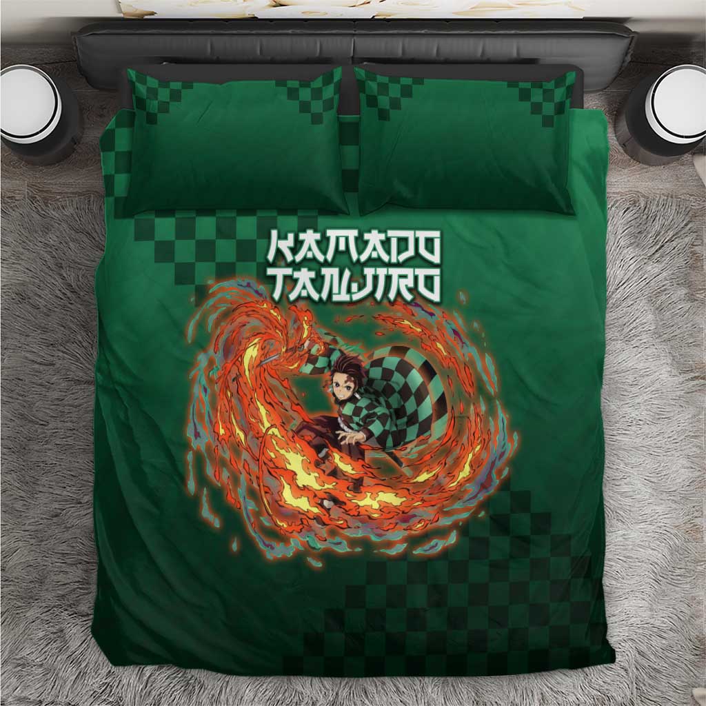 Kamado Tanjiro Demon Slayer Bedding Set Flame Burst Anime Checkered Style