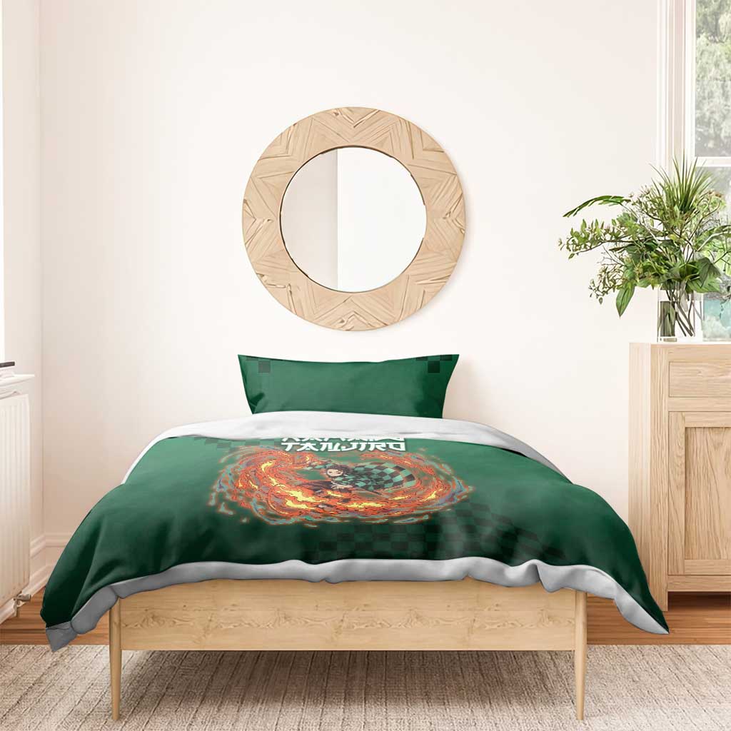 Kamado Tanjiro Demon Slayer Bedding Set Flame Burst Anime Checkered Style