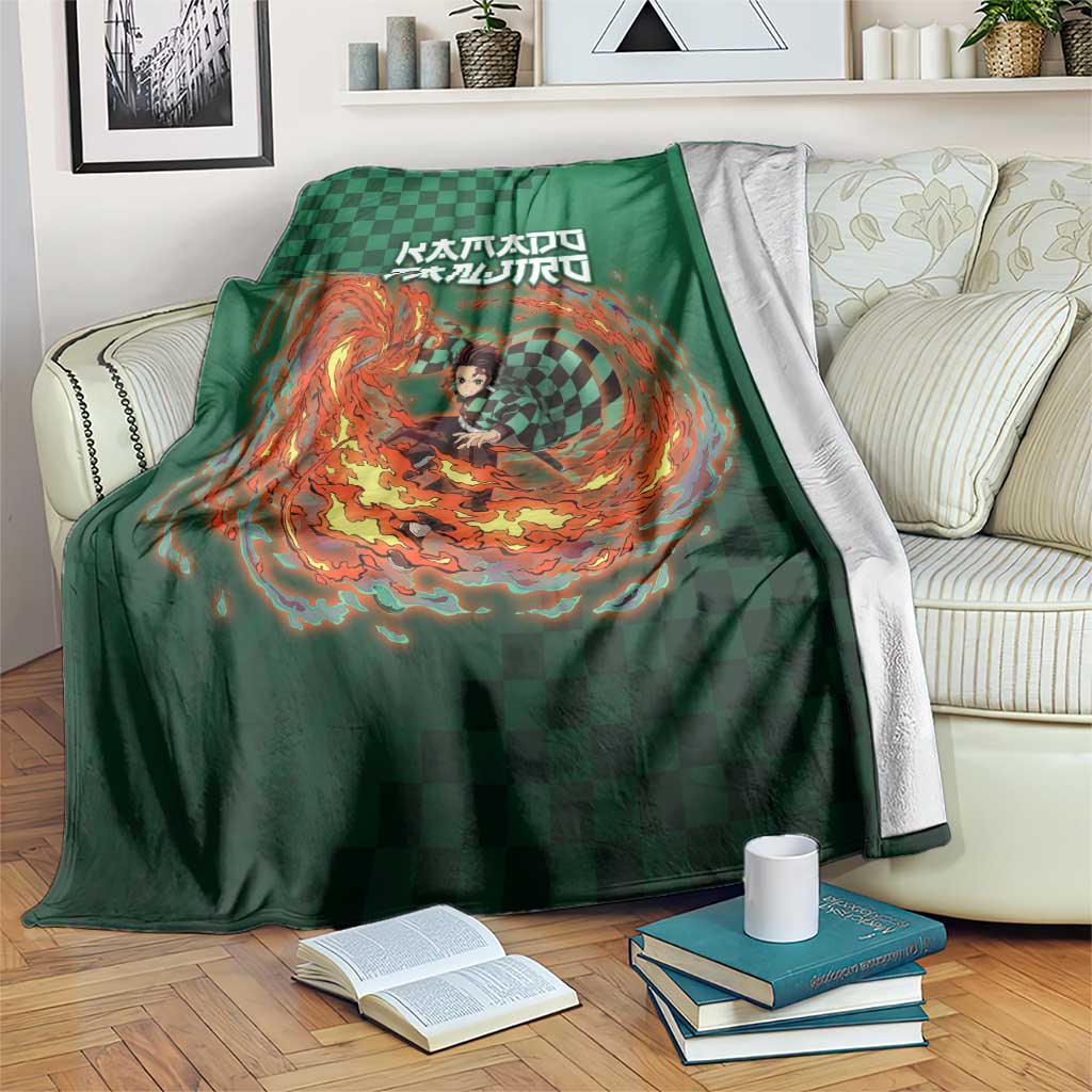 Kamado Tanjiro Demon Slayer Blanket Flame Burst Anime Checkered Style