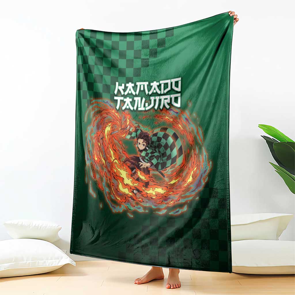 Kamado Tanjiro Demon Slayer Blanket Flame Burst Anime Checkered Style