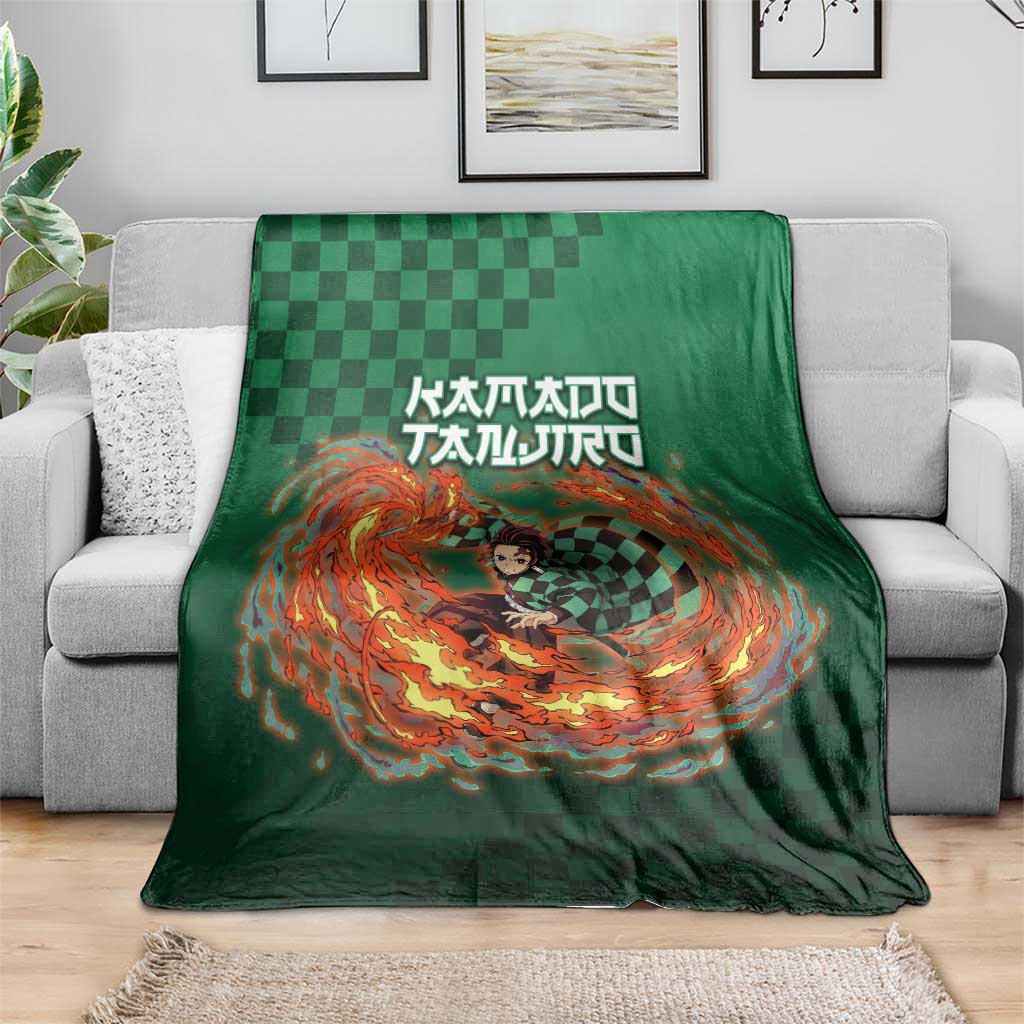 Kamado Tanjiro Demon Slayer Blanket Flame Burst Anime Checkered Style