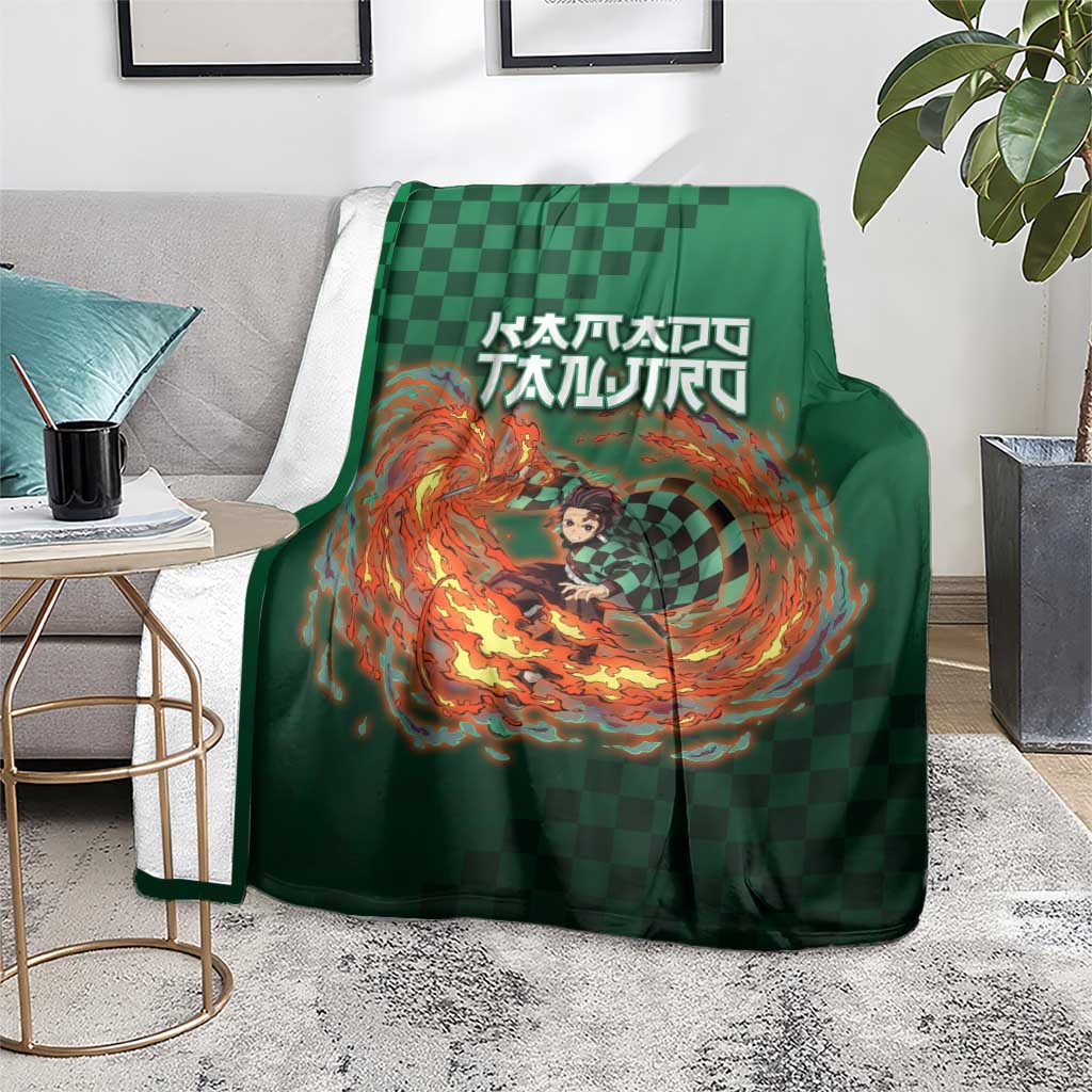Kamado Tanjiro Demon Slayer Blanket Flame Burst Anime Checkered Style