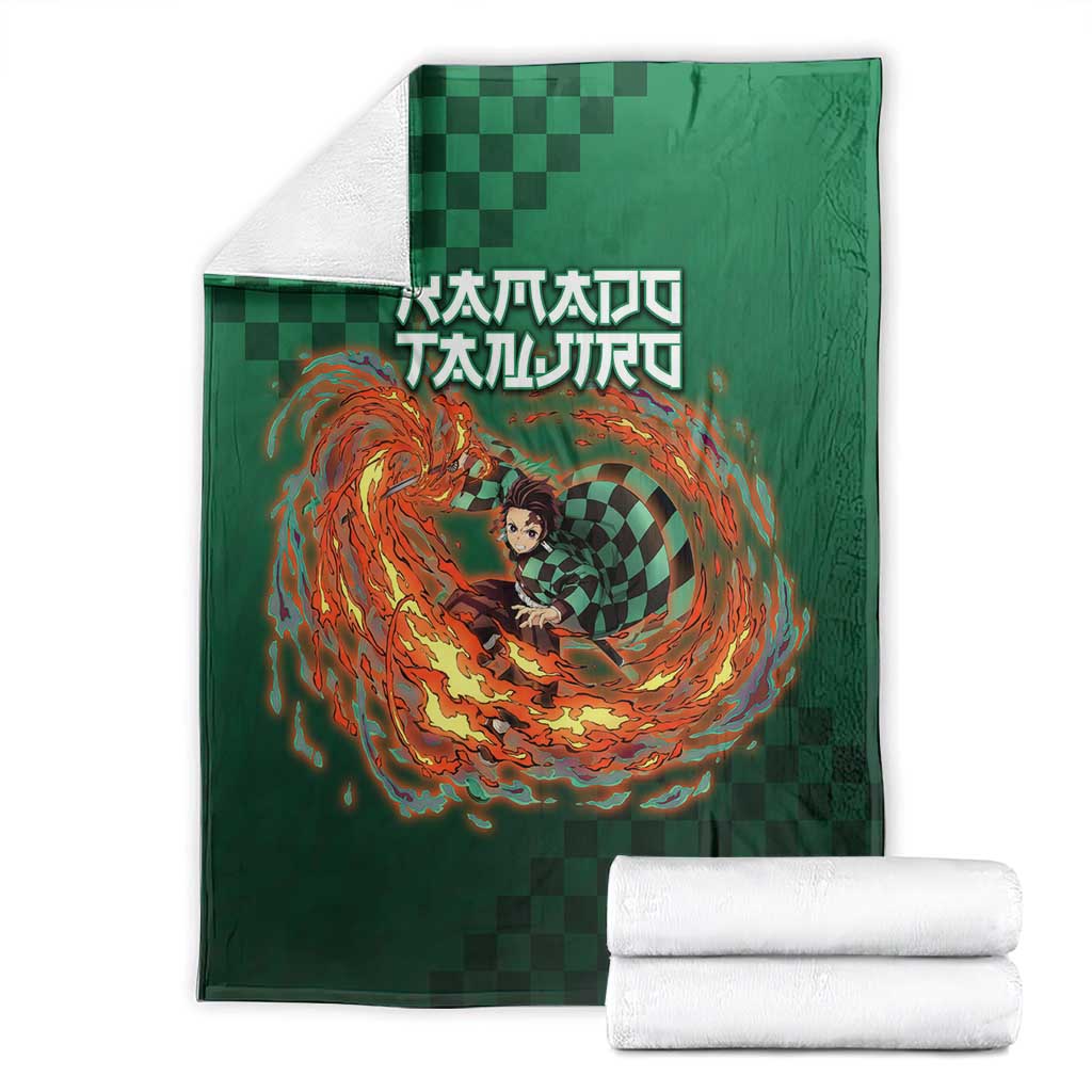 Kamado Tanjiro Demon Slayer Blanket Flame Burst Anime Checkered Style