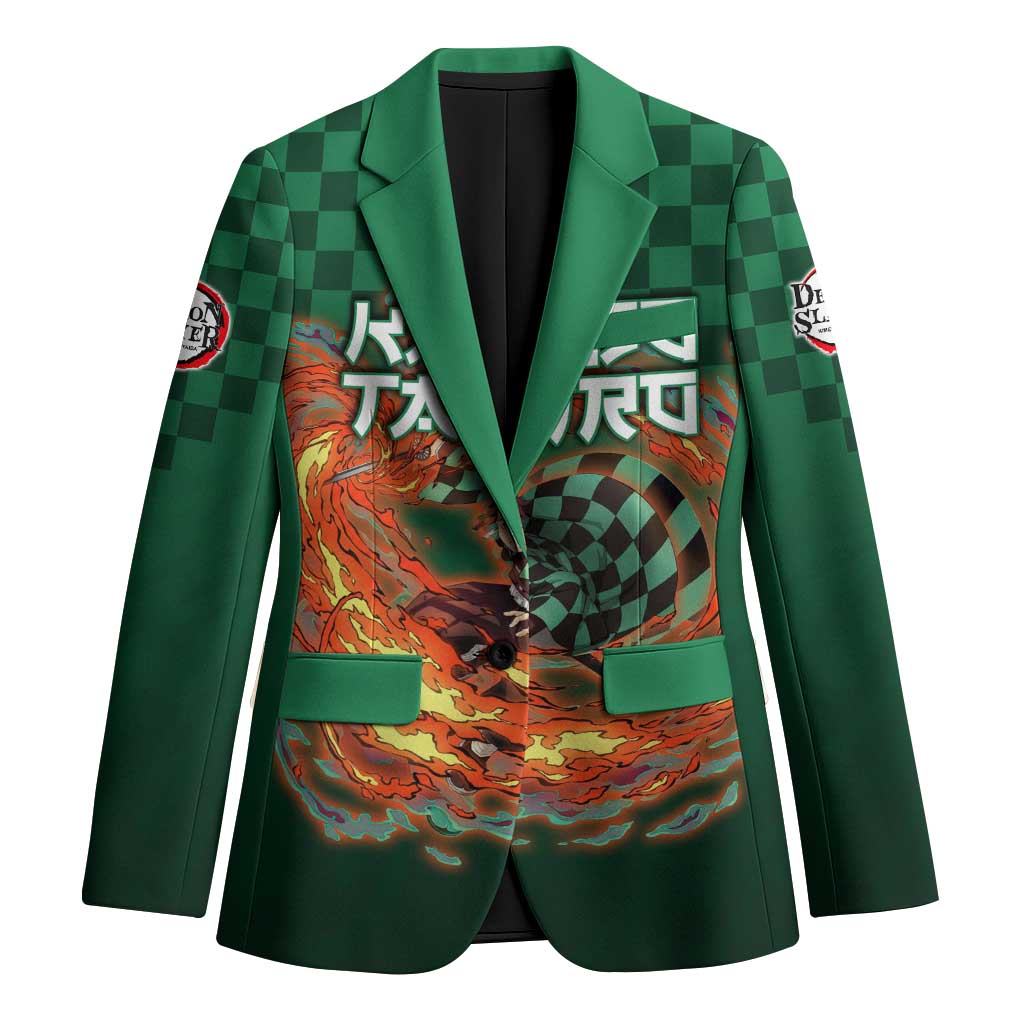 Kamado Tanjiro Demon Slayer Blazer Flame Burst Anime Checkered Style
